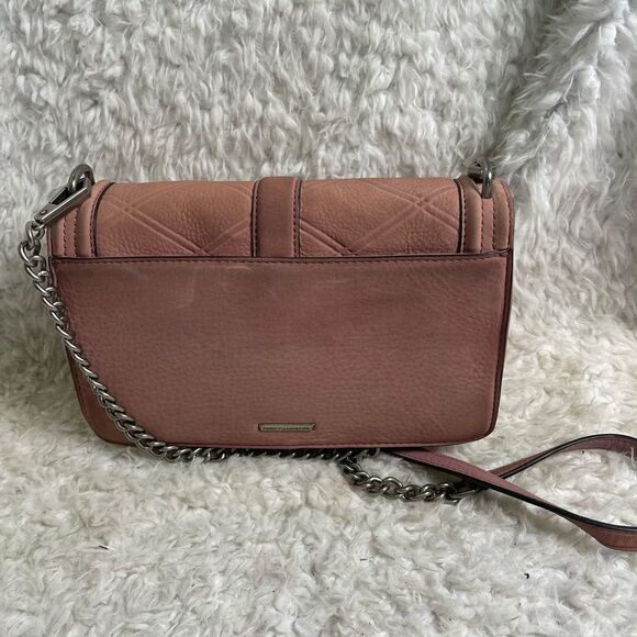 Rebecca Minkoff Chevron Love leather Quilted pink Crossbody Bag . - Picture 8 of 16